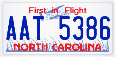 NC license plate AAT5386