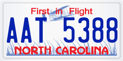 NC license plate AAT5388