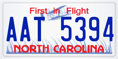 NC license plate AAT5394