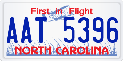 NC license plate AAT5396