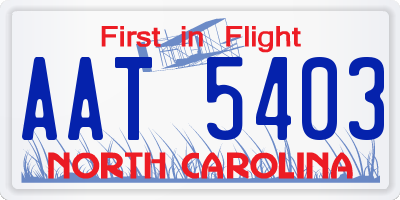 NC license plate AAT5403