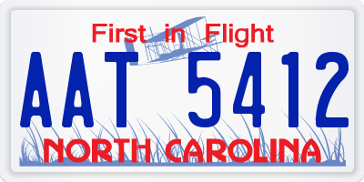 NC license plate AAT5412