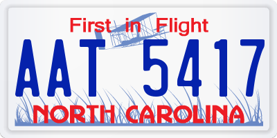 NC license plate AAT5417
