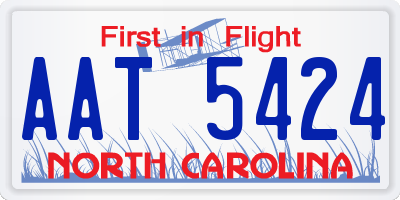 NC license plate AAT5424