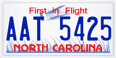 NC license plate AAT5425