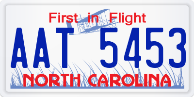 NC license plate AAT5453