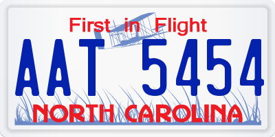NC license plate AAT5454