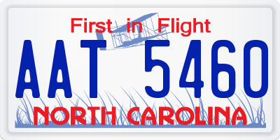 NC license plate AAT5460