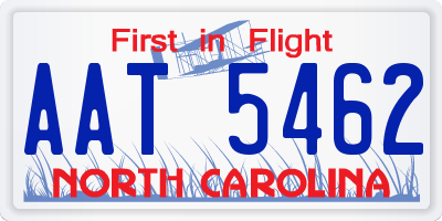 NC license plate AAT5462