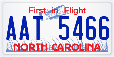 NC license plate AAT5466