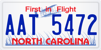 NC license plate AAT5472