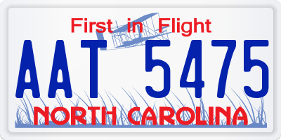 NC license plate AAT5475
