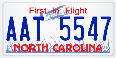 NC license plate AAT5547