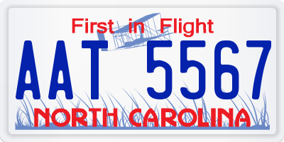 NC license plate AAT5567