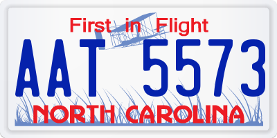 NC license plate AAT5573