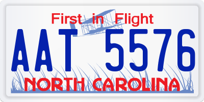 NC license plate AAT5576