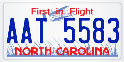 NC license plate AAT5583