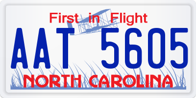 NC license plate AAT5605