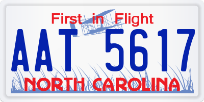 NC license plate AAT5617