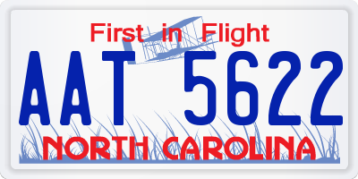 NC license plate AAT5622