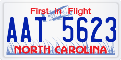 NC license plate AAT5623