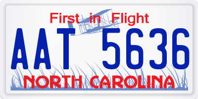 NC license plate AAT5636