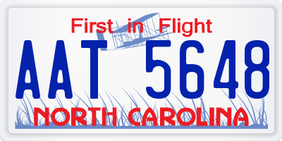 NC license plate AAT5648