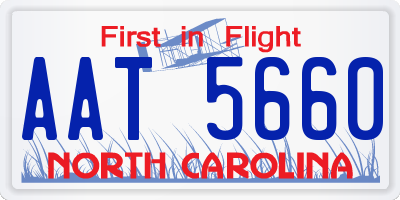 NC license plate AAT5660
