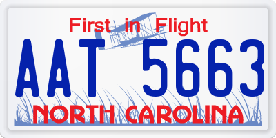 NC license plate AAT5663