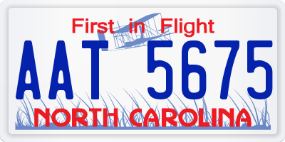 NC license plate AAT5675