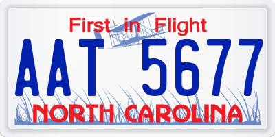 NC license plate AAT5677