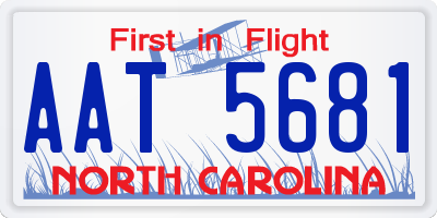 NC license plate AAT5681