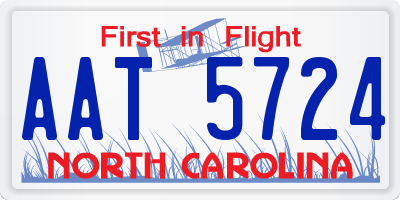 NC license plate AAT5724
