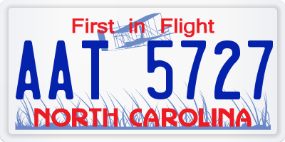 NC license plate AAT5727