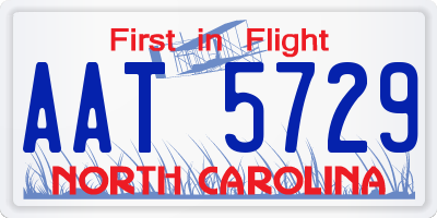 NC license plate AAT5729