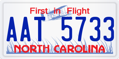 NC license plate AAT5733