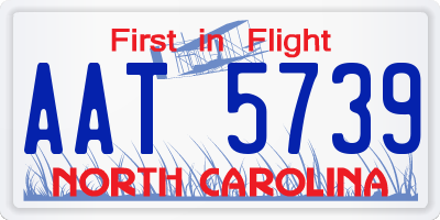 NC license plate AAT5739