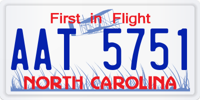 NC license plate AAT5751