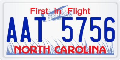 NC license plate AAT5756