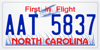 NC license plate AAT5837