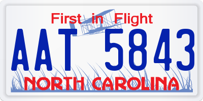 NC license plate AAT5843