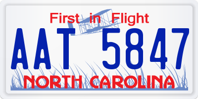 NC license plate AAT5847