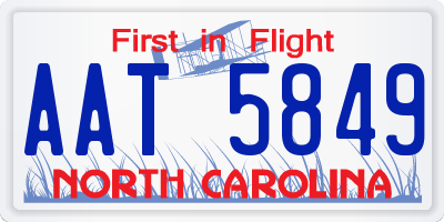 NC license plate AAT5849