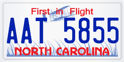 NC license plate AAT5855