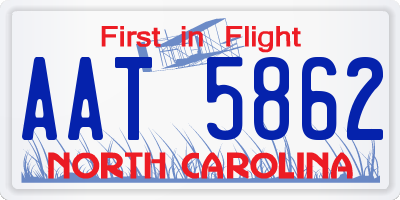 NC license plate AAT5862