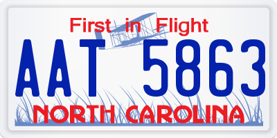 NC license plate AAT5863