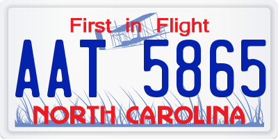 NC license plate AAT5865
