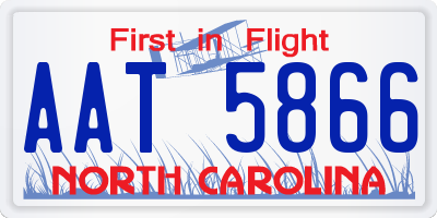 NC license plate AAT5866