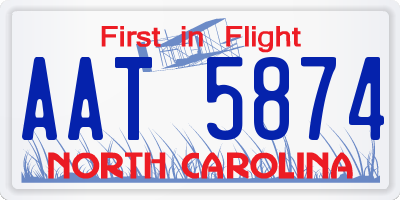 NC license plate AAT5874