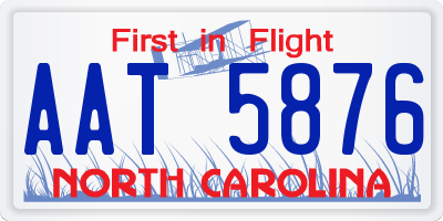 NC license plate AAT5876